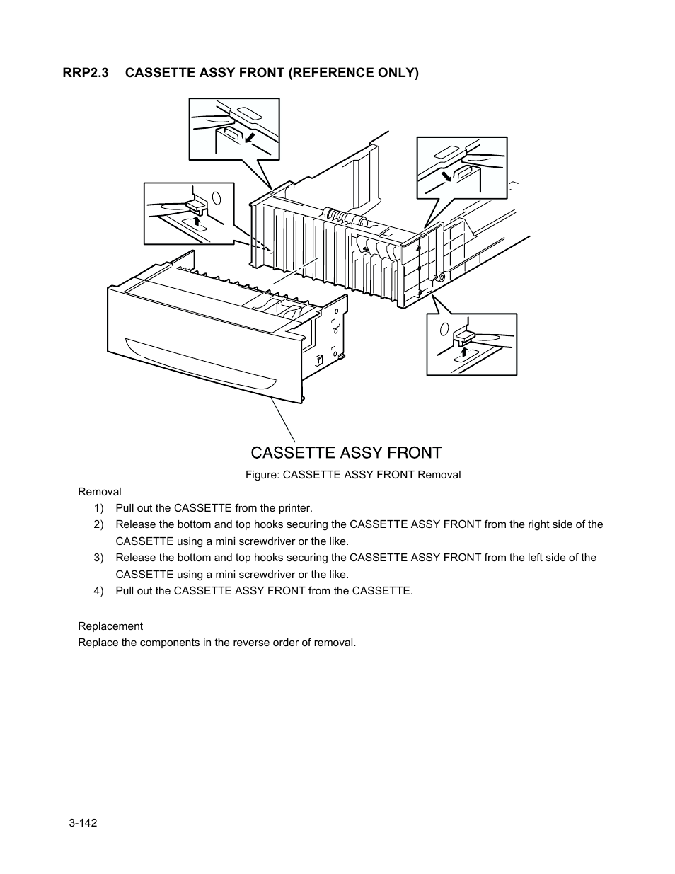 Rrp2.3 cassette assy front (reference only), Rrp2.3 cassette assy front (reference only) -144 | Minolta Magicolor 3100 Series User Manual | Page 144 / 424