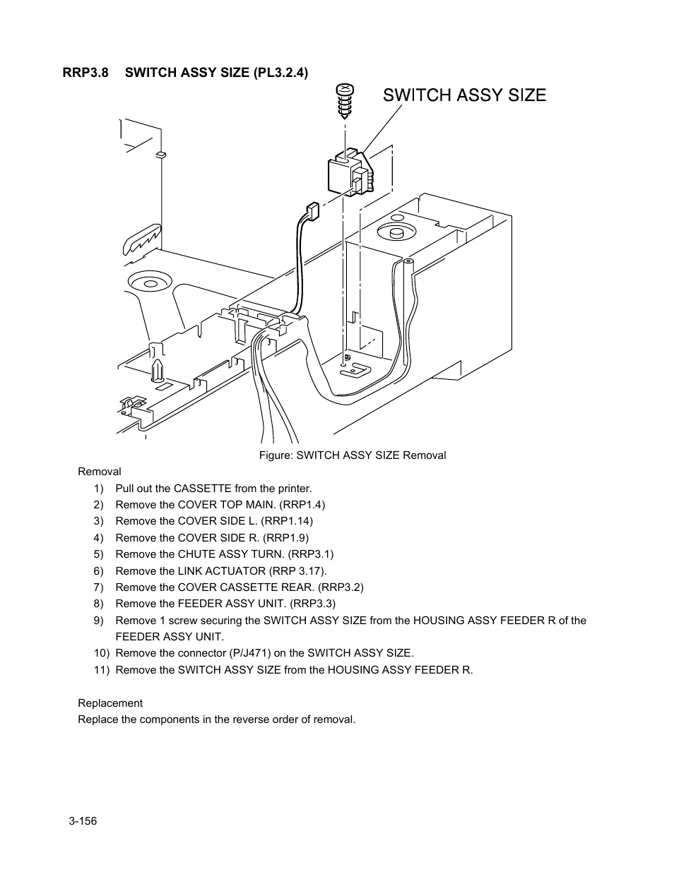 Rrp3.8 switch assy size (pl3.2.4), Rrp3.8 switch assy size (pl3.2.4) -158 | Minolta Magicolor 3100 Series User Manual | Page 158 / 424