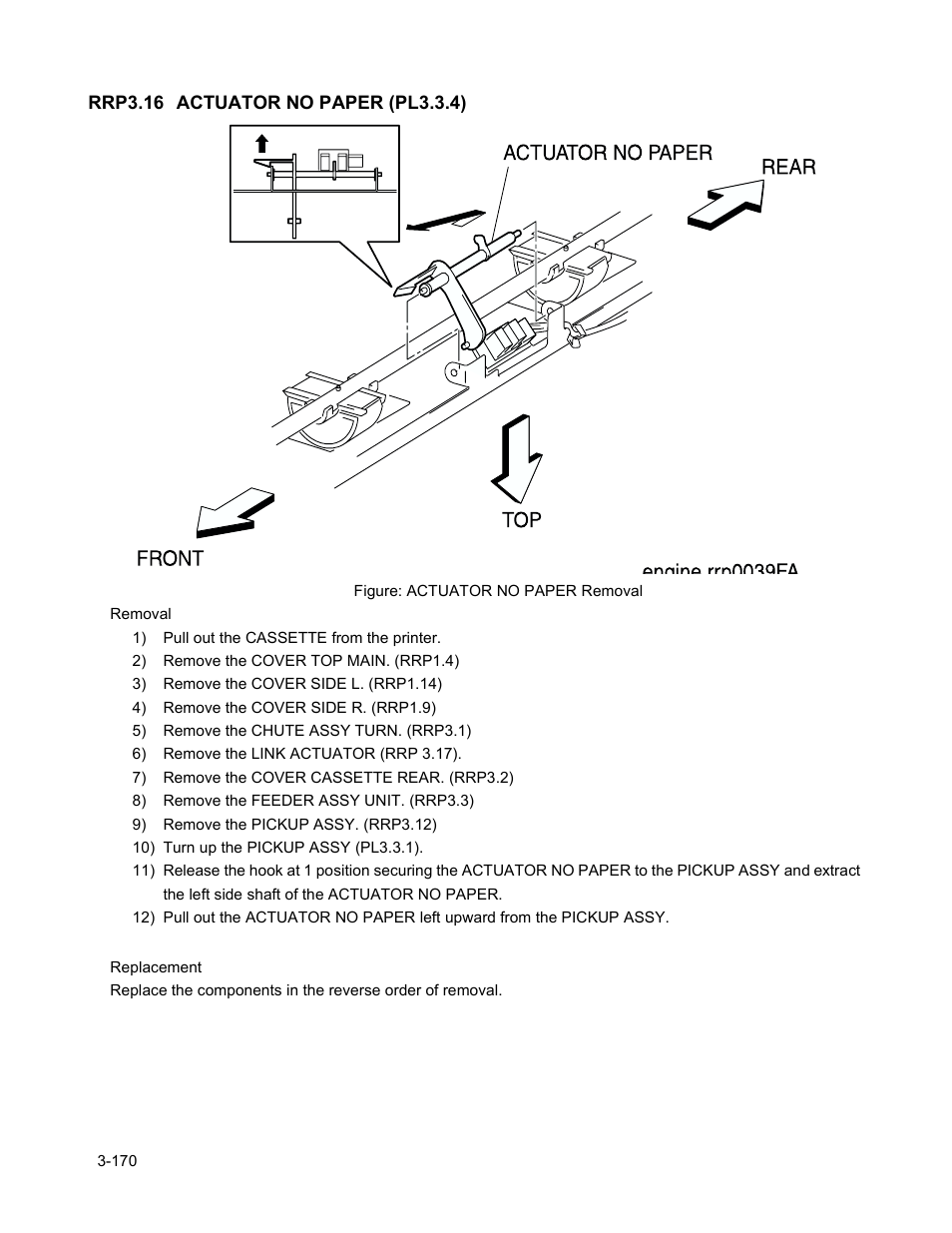 Rrp3.16 actuator no paper (pl3.3.4), Rrp3.16 actuator no paper (pl3.3.4) -172 | Minolta Magicolor 3100 Series User Manual | Page 172 / 424