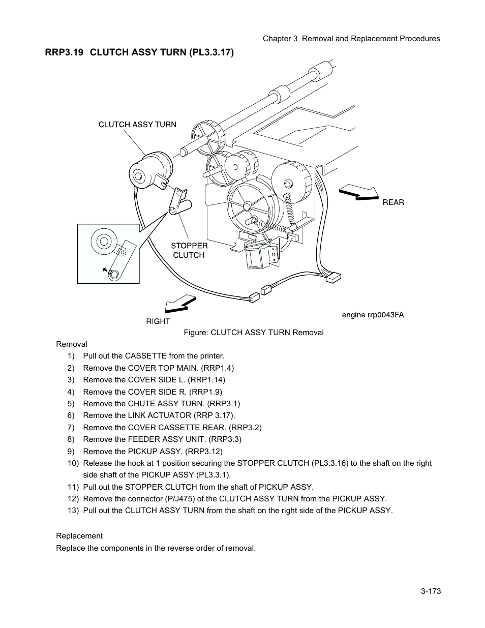 Rrp3.19 clutch assy turn (pl3.3.17), Rrp3.19 clutch assy turn (pl3.3.17) -175 | Minolta Magicolor 3100 Series User Manual | Page 175 / 424