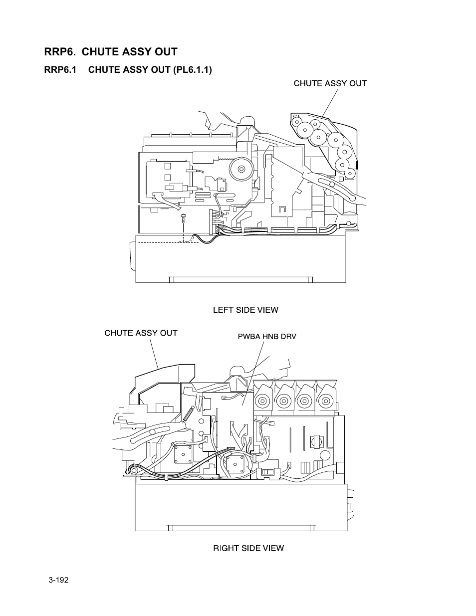 Rrp6. chute assy out, Rrp6.1 chute assy out (pl6.1.1), Rrp6. chute assy out -194 | Rrp6.1 chute assy out (pl6.1.1) -194 | Minolta Magicolor 3100 Series User Manual | Page 194 / 424