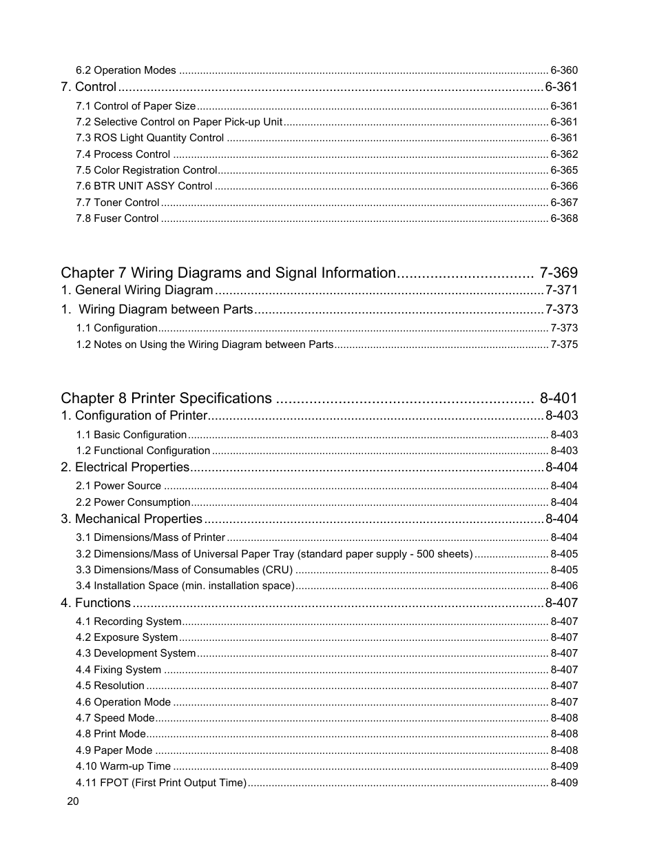 Chapter 8 printer specifications -401 | Minolta Magicolor 3100 Series User Manual | Page 20 / 424