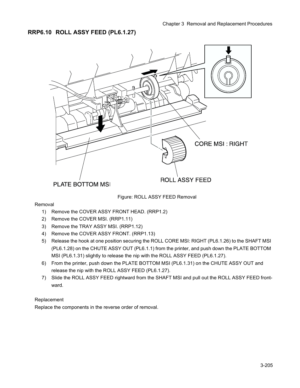 Rrp6.10 roll assy feed (pl6.1.27), Rrp6.10 roll assy feed (pl6.1.27) -207 | Minolta Magicolor 3100 Series User Manual | Page 207 / 424