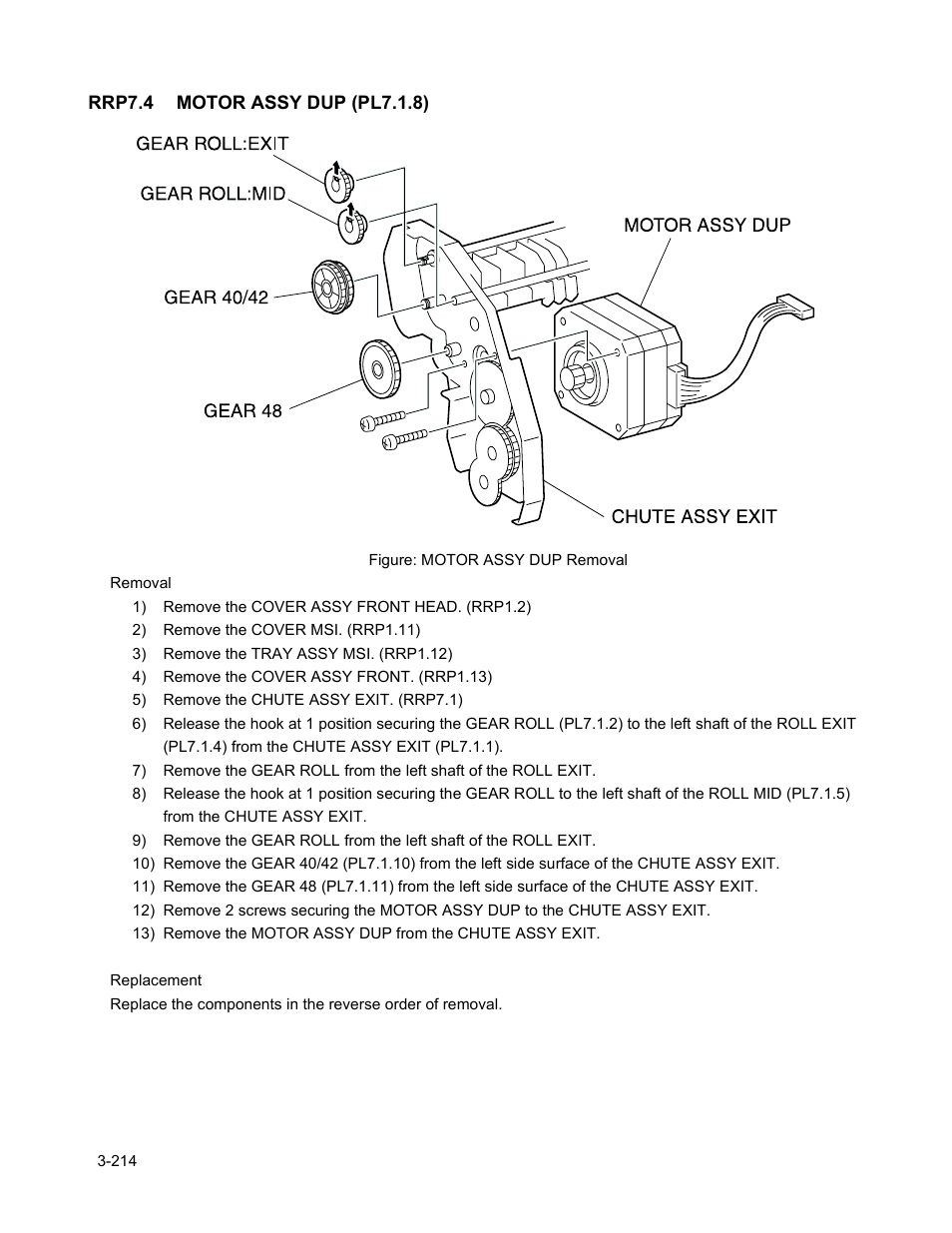 Rrp7.4 motor assy dup (pl7.1.8), Rrp7.4 motor assy dup (pl7.1.8) -216 | Minolta Magicolor 3100 Series User Manual | Page 216 / 424