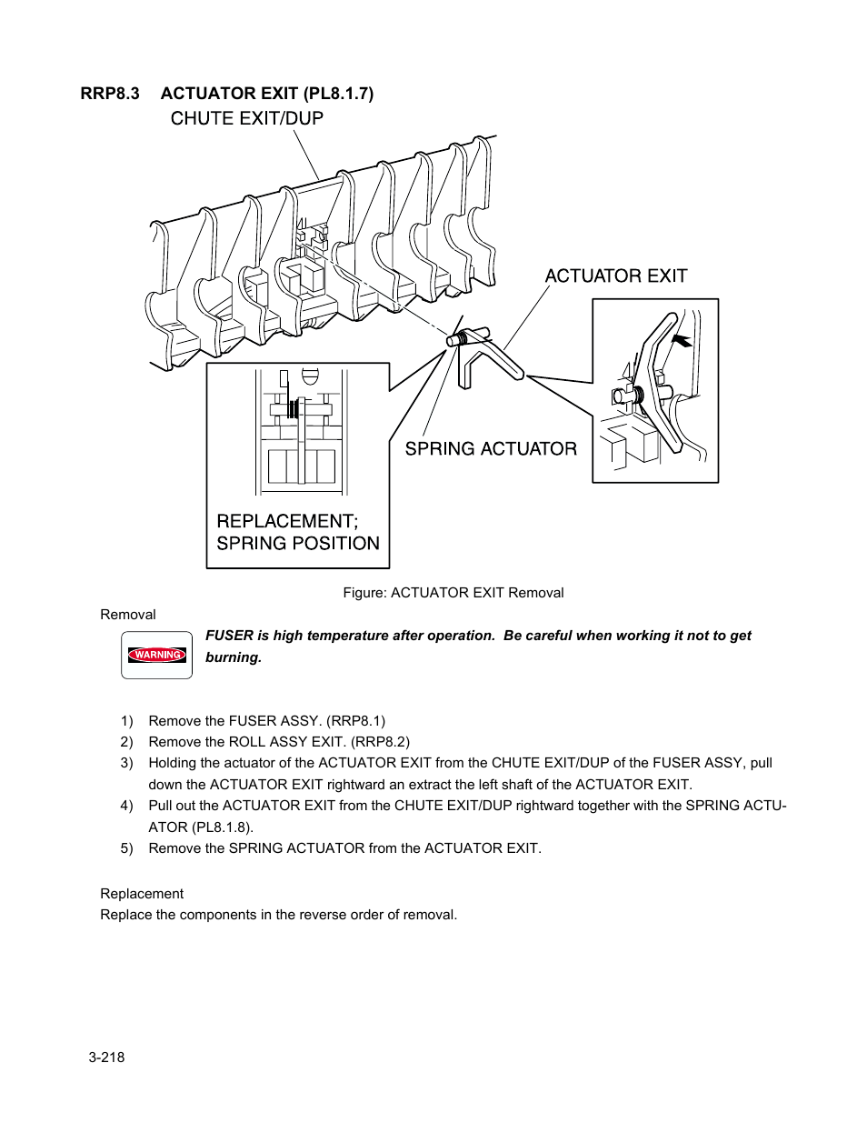 Rrp8.3 actuator exit (pl8.1.7), Rrp8.3 actuator exit (pl8.1.7) -220 | Minolta Magicolor 3100 Series User Manual | Page 220 / 424