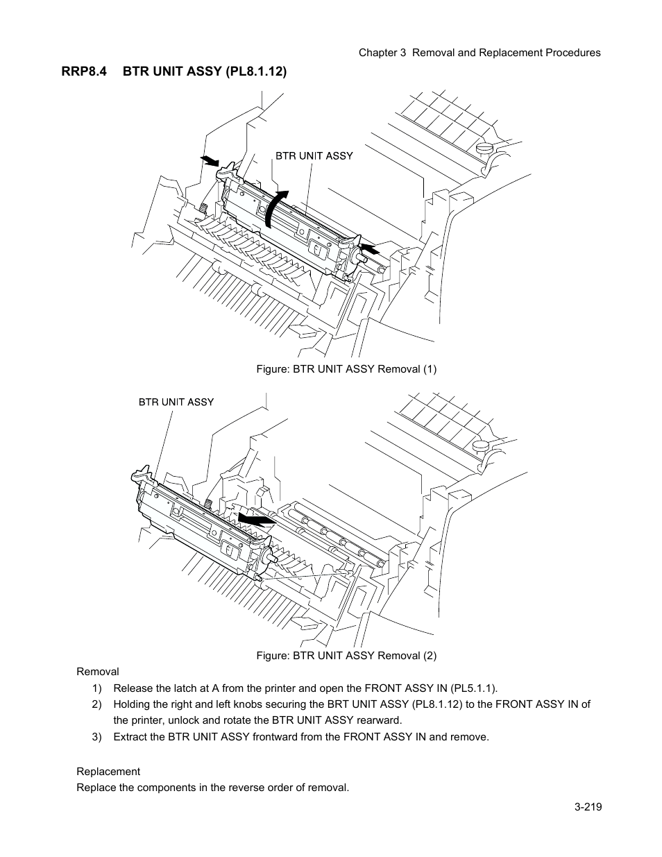 Rrp8.4 btr unit assy (pl8.1.12), Rrp8.4 btr unit assy (pl8.1.12) -221 | Minolta Magicolor 3100 Series User Manual | Page 221 / 424