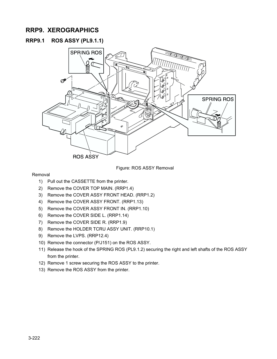 Rrp9. xerographics, Rrp9.1 ros assy (pl9.1.1), Rrp9. xerographics -224 | Rrp9.1 ros assy (pl9.1.1) -224 | Minolta Magicolor 3100 Series User Manual | Page 224 / 424