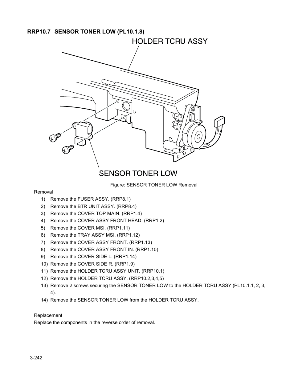 Rrp10.7 sensor toner low (pl10.1.8), Rrp10.7 sensor toner low (pl10.1.8) -244 | Minolta Magicolor 3100 Series User Manual | Page 244 / 424