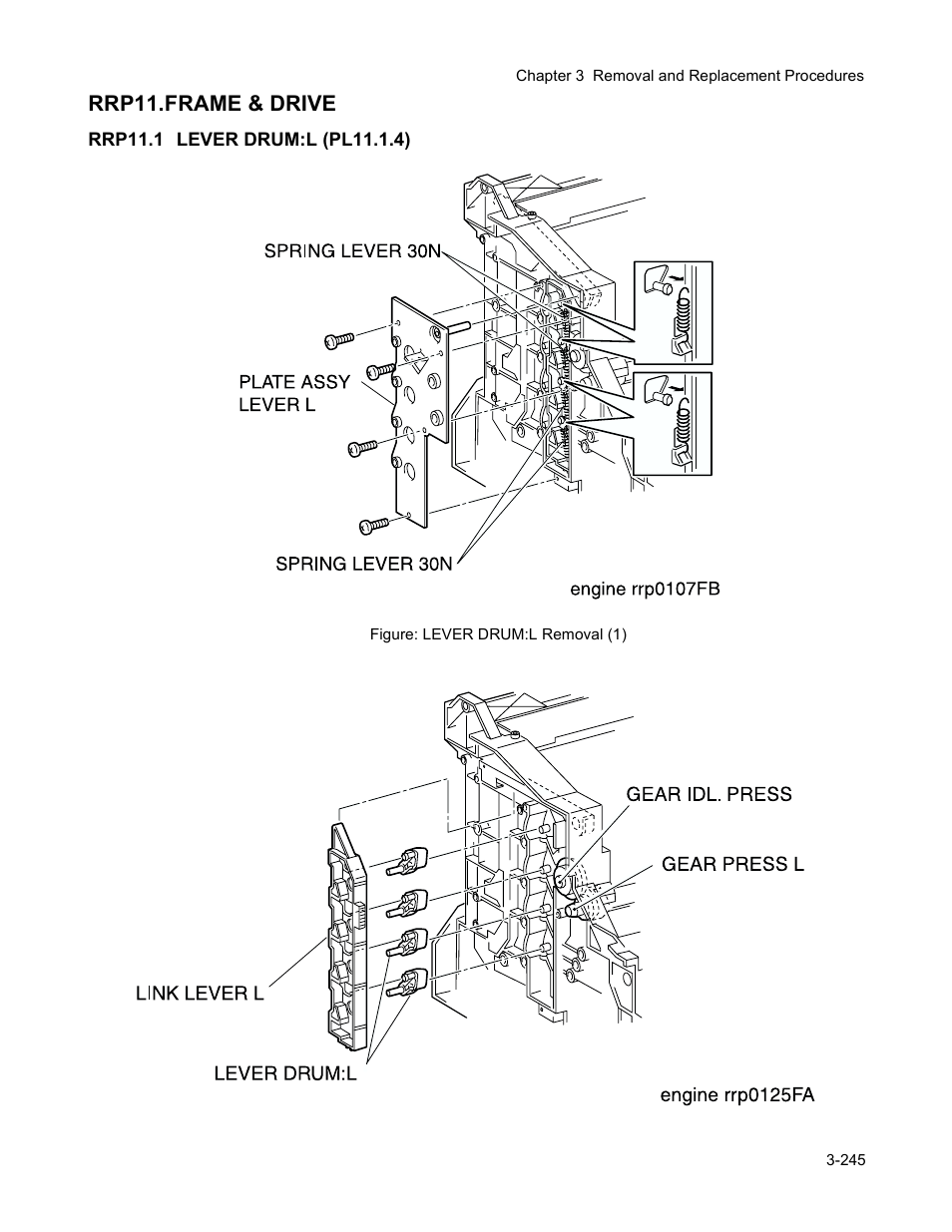 Rrp11. frame & drive, Rrp11.1 lever drum:l (pl11.1.4), Rrp11. frame & drive -247 | Rrp11.1 lever drum:l (pl11.1.4) -247, Rrp11.frame & drive | Minolta Magicolor 3100 Series User Manual | Page 247 / 424