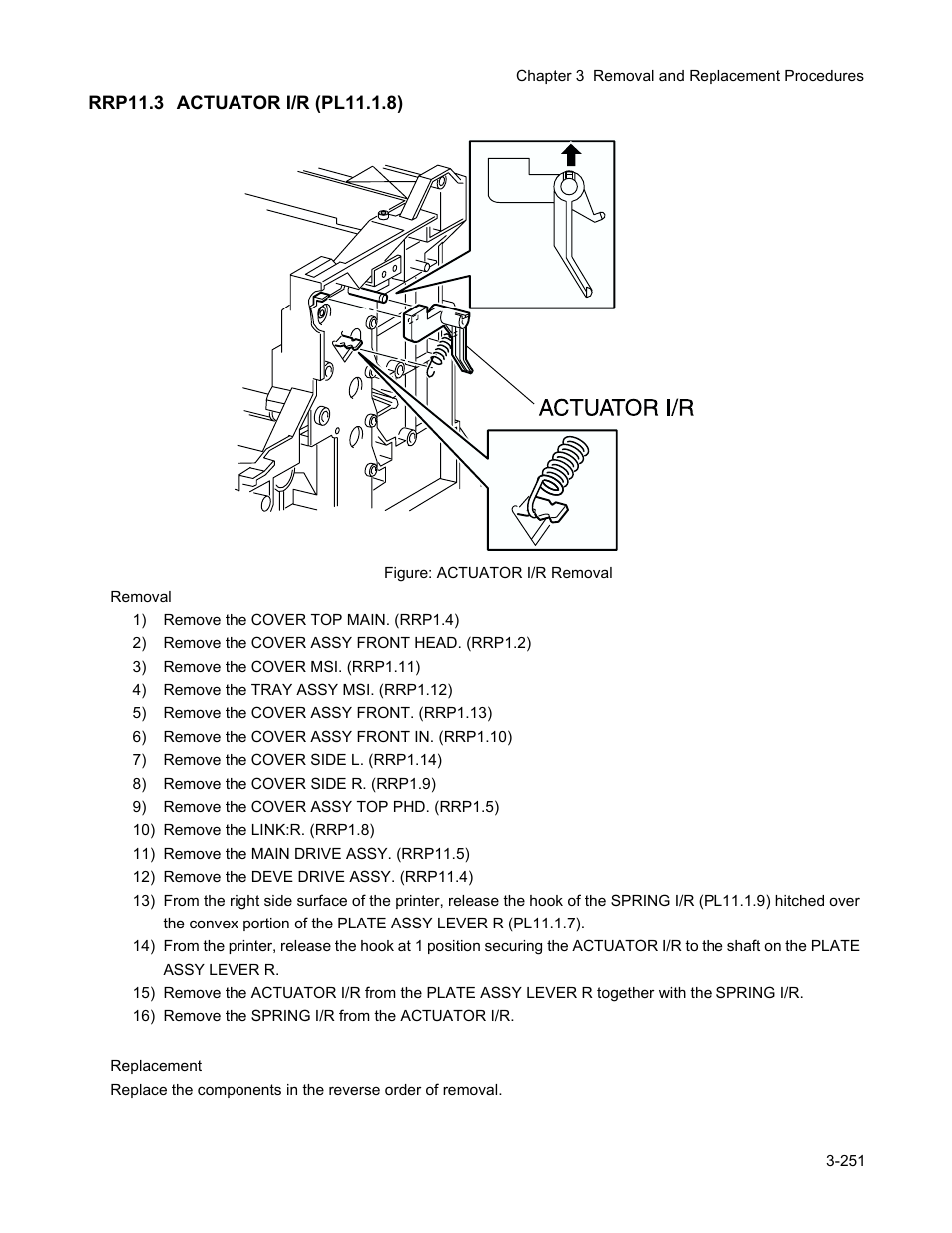 Rrp11.3 actuator i/r (pl11.1.8), Rrp11.3 actuator i/r (pl11.1.8) -253 | Minolta Magicolor 3100 Series User Manual | Page 253 / 424