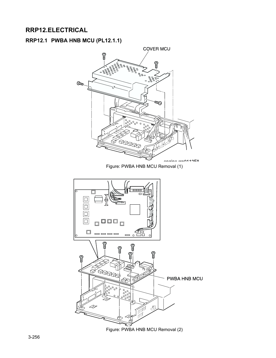 Rrp12. electrical, Rrp12.1 pwba hnb mcu (pl12.1.1), Rrp12. electrical -258 | Rrp12.1 pwba hnb mcu (pl12.1.1) -258, Rrp12.electrical | Minolta Magicolor 3100 Series User Manual | Page 258 / 424