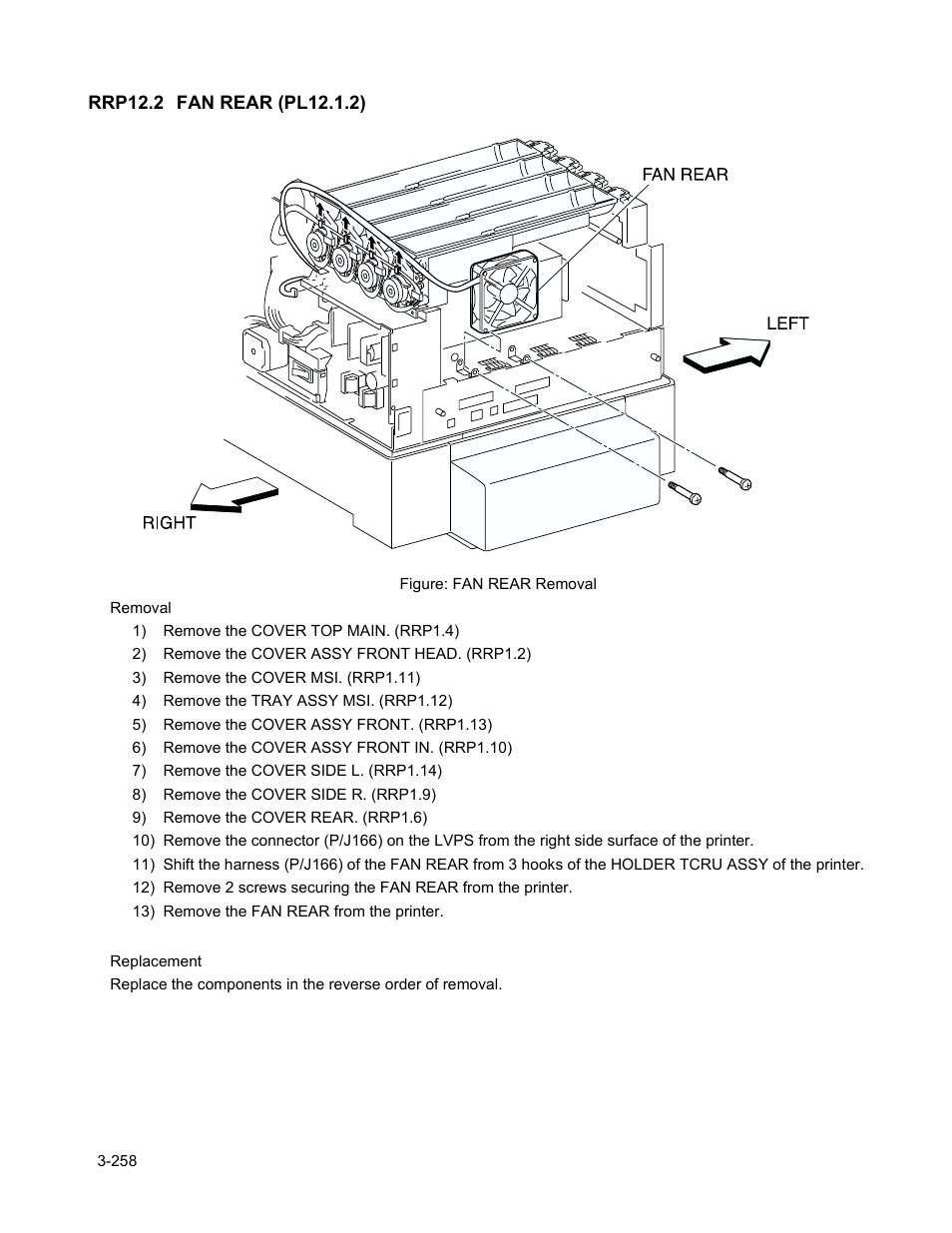 Rrp12.2 fan rear (pl12.1.2), Rrp12.2 fan rear (pl12.1.2) -260 | Minolta Magicolor 3100 Series User Manual | Page 260 / 424
