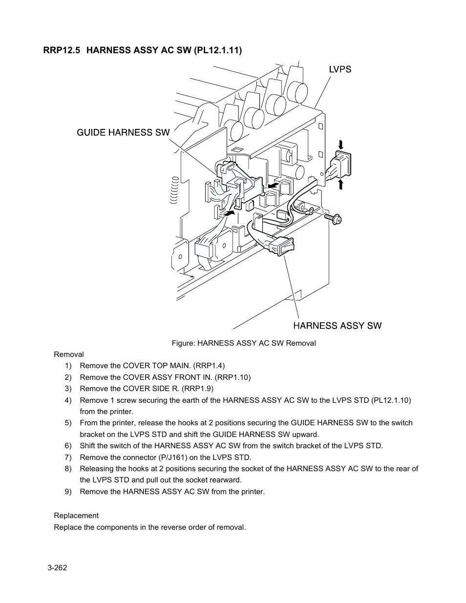 Rrp12.5 harness assy ac sw (pl12.1.11), Rrp12.5 harness assy ac sw (pl12.1.11) -264 | Minolta Magicolor 3100 Series User Manual | Page 264 / 424