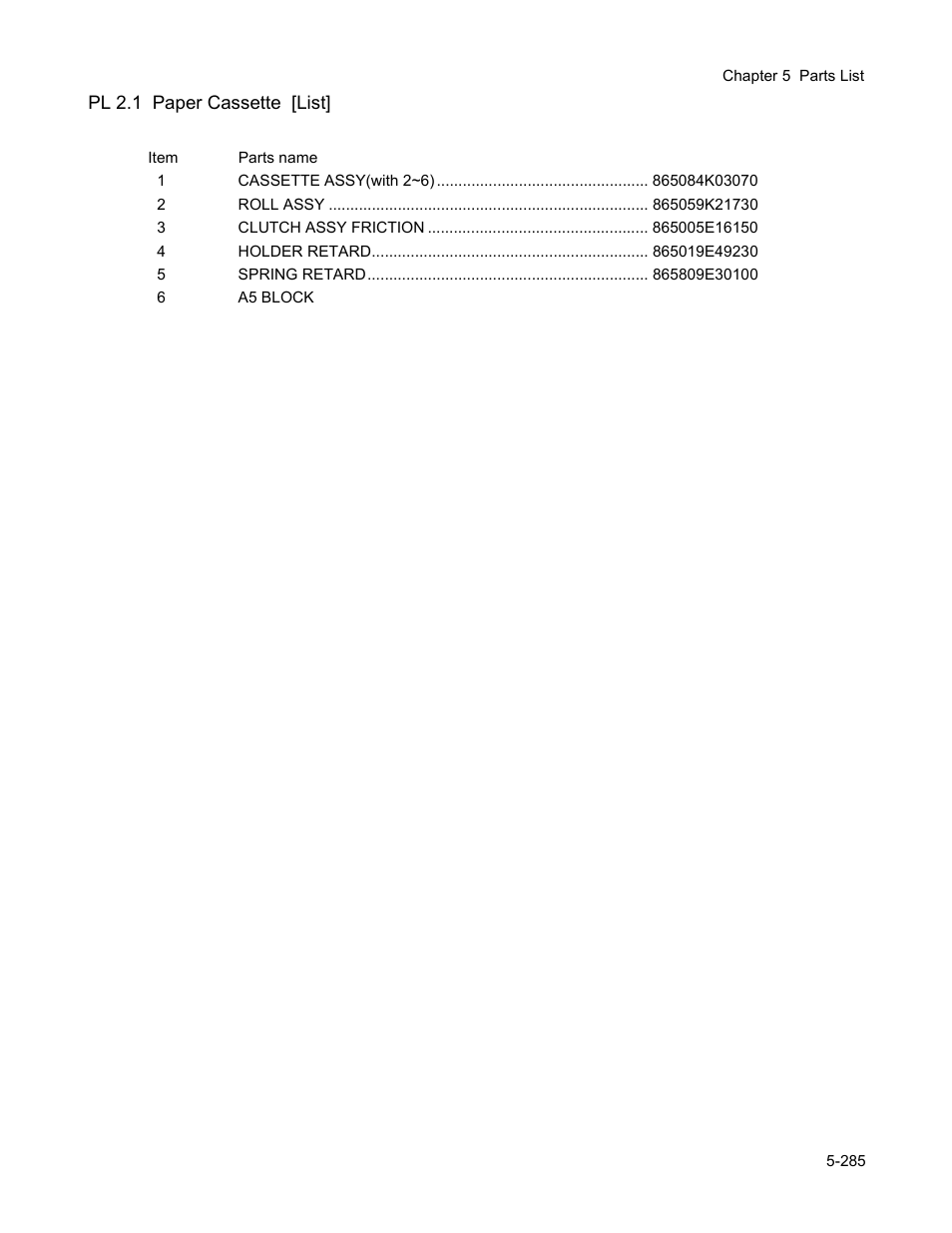 Pl 2.1 paper cassette [list | Minolta Magicolor 3100 Series User Manual | Page 285 / 424