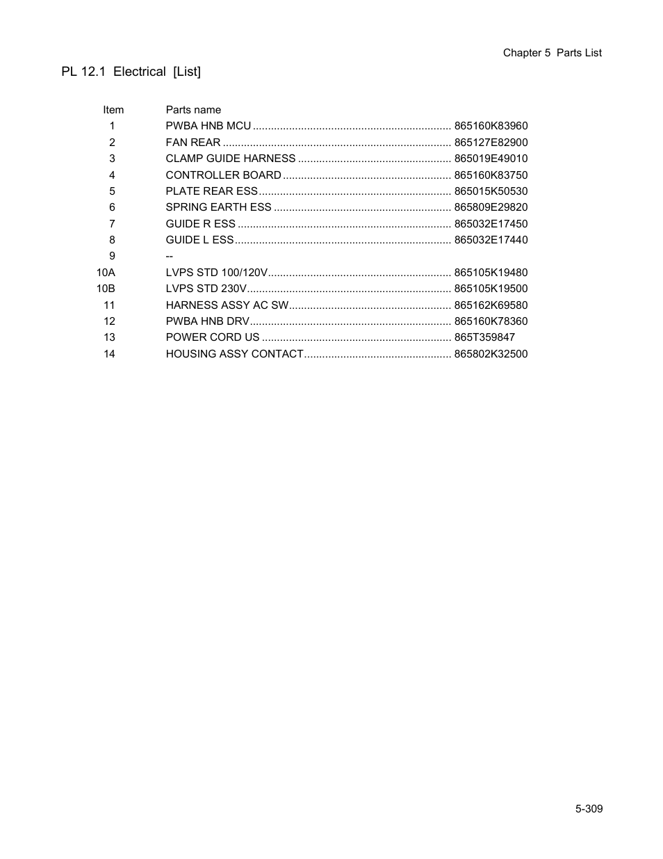 Pl 12.1 electrical [list | Minolta Magicolor 3100 Series User Manual | Page 309 / 424