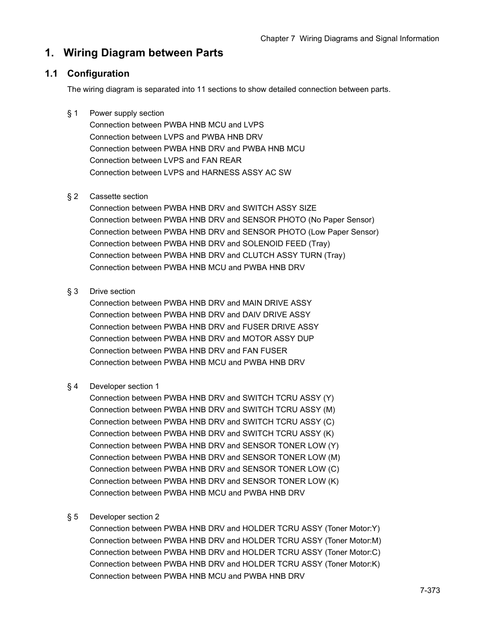 Wiring diagram between parts, 1 configuration, Wiring diagram between parts -373 | 1 configuration -373 | Minolta Magicolor 3100 Series User Manual | Page 373 / 424