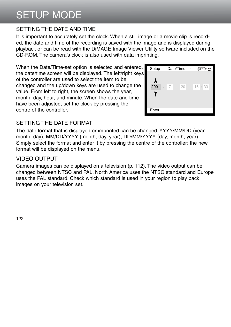 Setup mode | Minolta Dimage 5 User Manual | Page 122 / 150