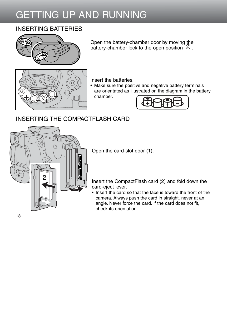 Getting up and running | Minolta Dimage 5 User Manual | Page 18 / 150