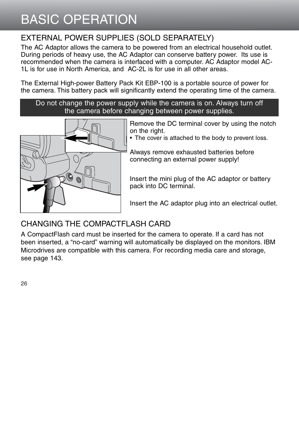Basic operation | Minolta Dimage 5 User Manual | Page 26 / 150