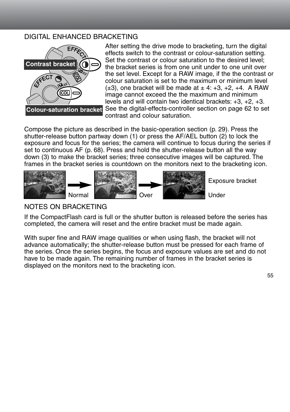 Digital enhanced bracketing | Minolta Dimage 5 User Manual | Page 55 / 150