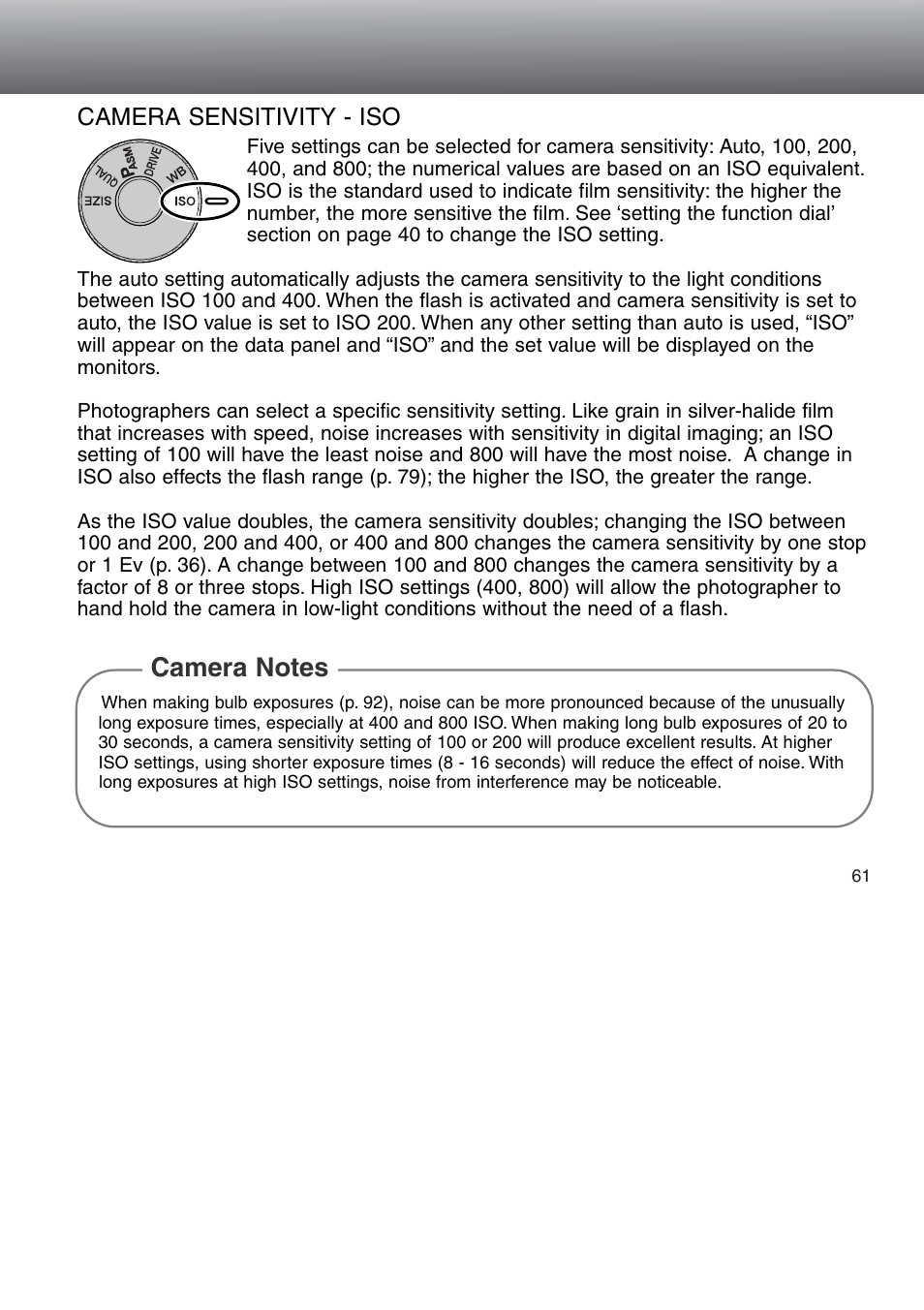 Camera sensitivity - iso | Minolta Dimage 5 User Manual | Page 61 / 150