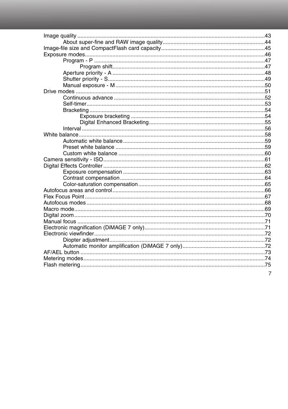 Minolta Dimage 5 User Manual | Page 7 / 150