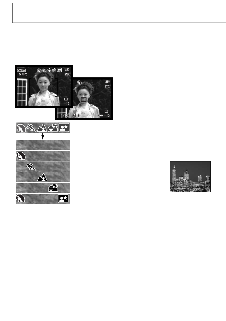 Automatic digital subject program selection | Minolta Dimage F100 User Manual | Page 28 / 128