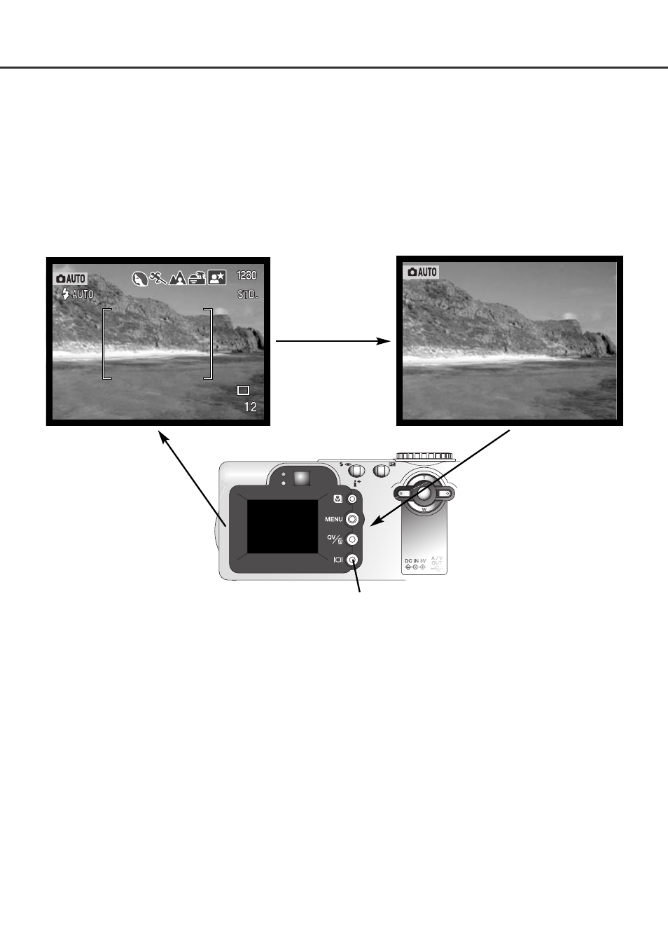 Display button – recording mode | Minolta Dimage F100 User Manual | Page 31 / 128