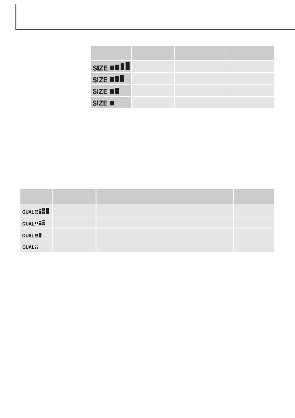 Image size and image quality, S. fin fine std. econ | Minolta Dimage F100 User Manual | Page 46 / 128