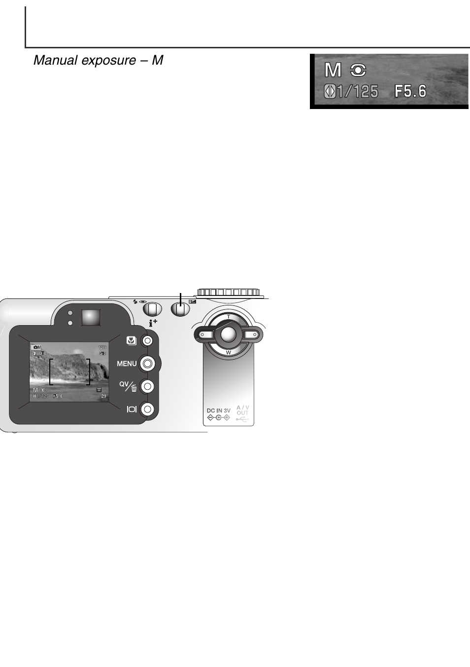 Manual exposure – m | Minolta Dimage F100 User Manual | Page 60 / 128
