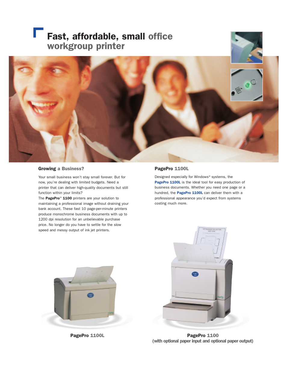 Fast, affordable, small office workgroup printer | Minolta GMS PagePro 1100 User Manual | Page 2 / 4