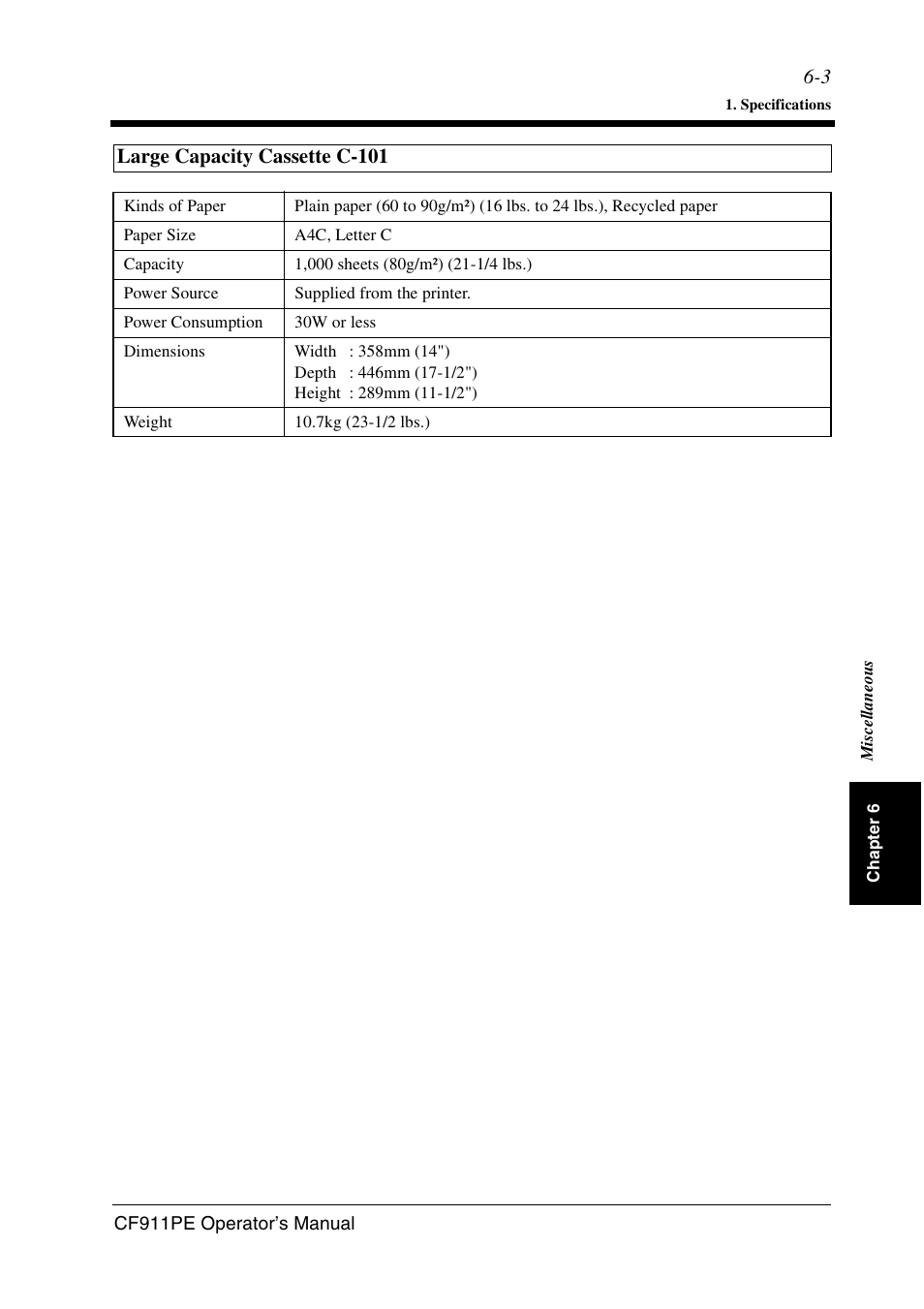 Large capacity cassette c-101 | Minolta CF911PE User Manual | Page 49 / 57