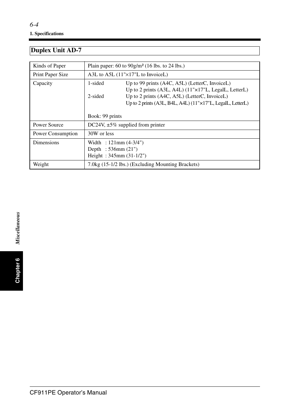 Duplex unit ad-7 | Minolta CF911PE User Manual | Page 50 / 57