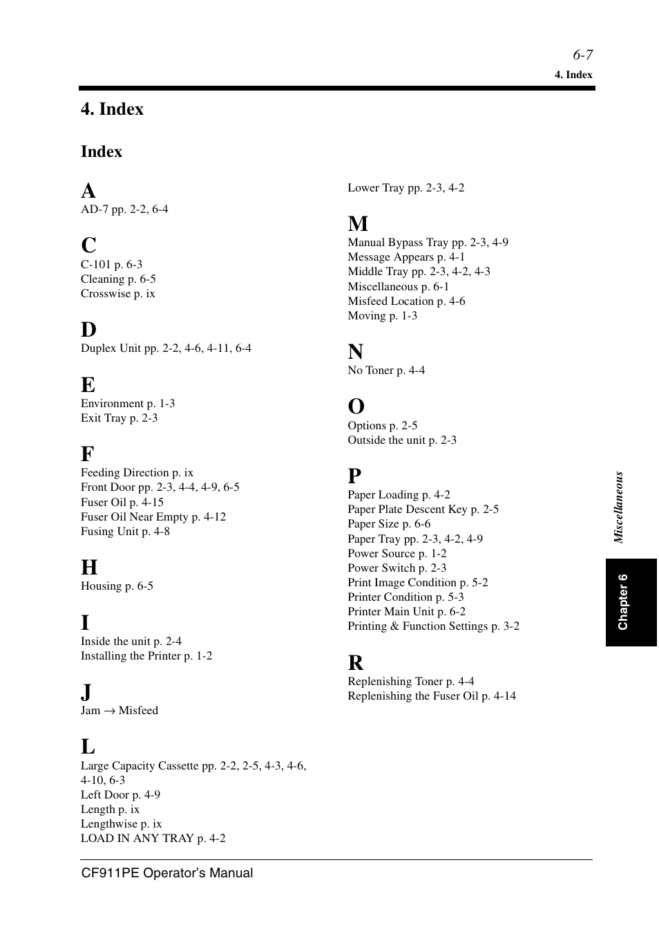 Index | Minolta CF911PE User Manual | Page 53 / 57