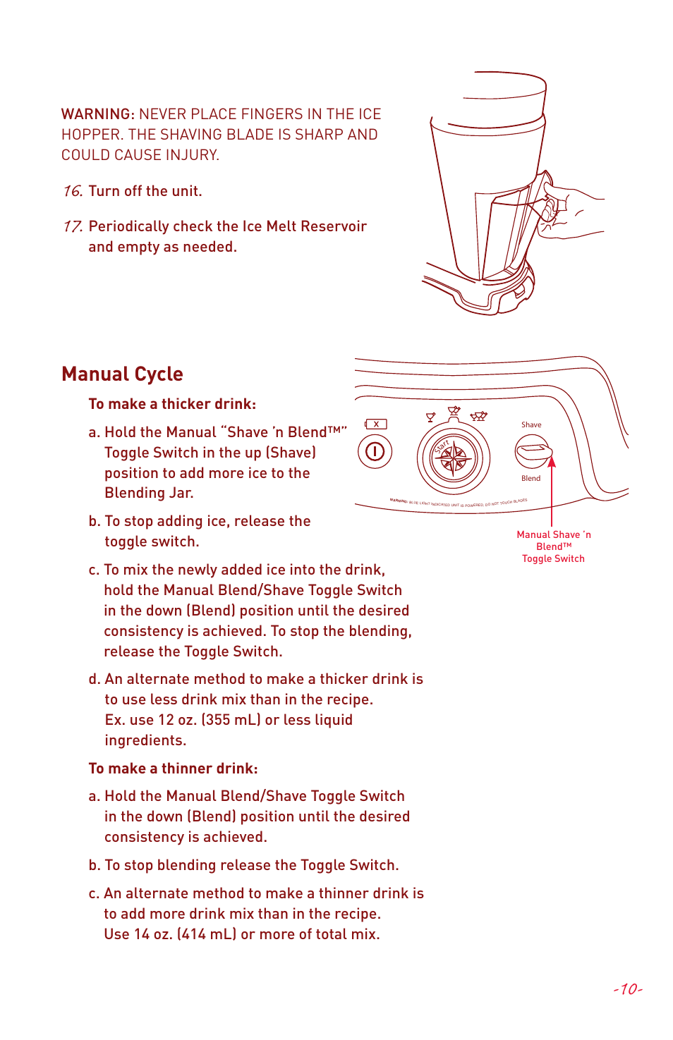 Manual cycle | Margaritaville NBMGDM0900 User Manual | Page 13 / 20