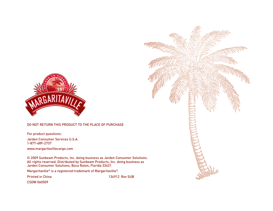 Margaritaville NBMGLG1900 User Manual | Page 12 / 12