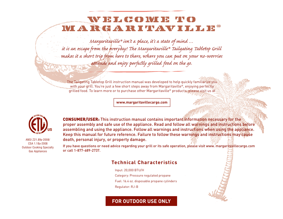Margaritaville NBMGLG1900 User Manual | Page 2 / 12