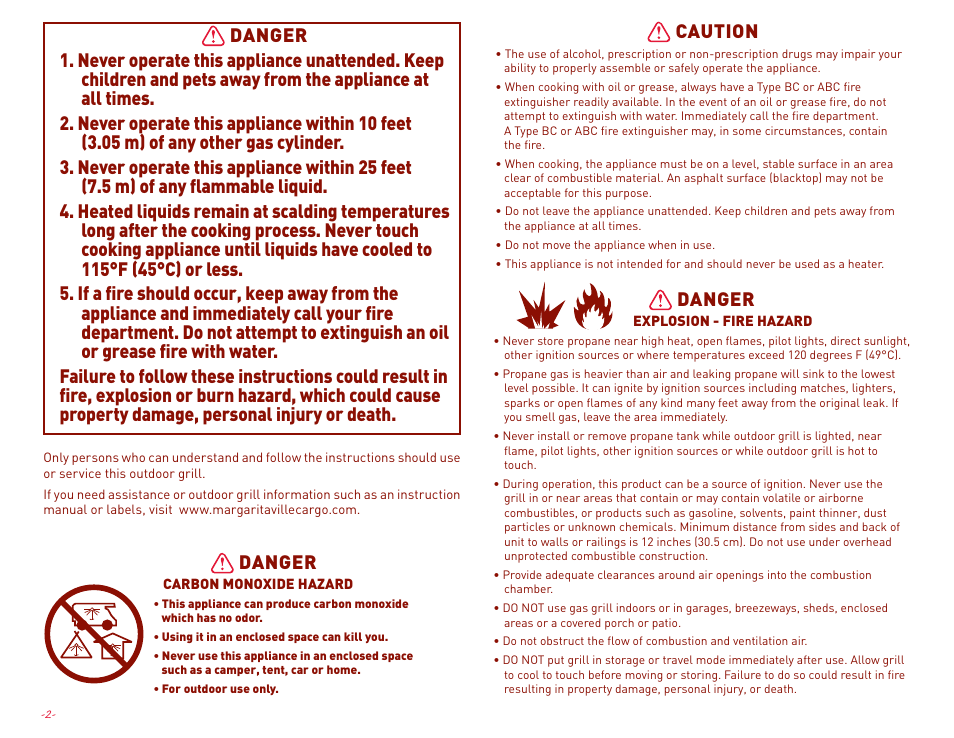 Danger | Margaritaville NBMGLG1900 User Manual | Page 4 / 12