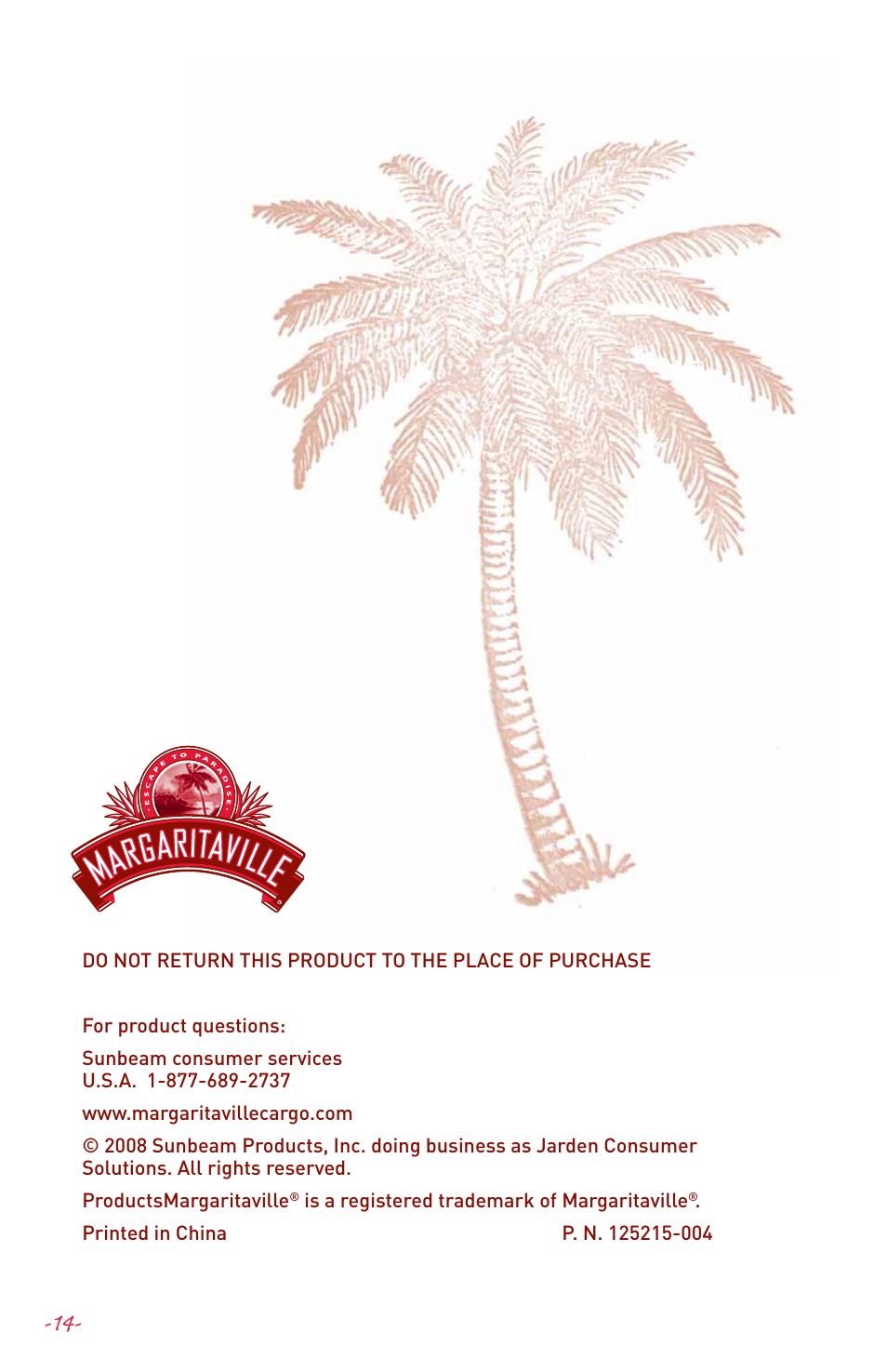 Margaritaville DM3000 User Manual | Page 16 / 16