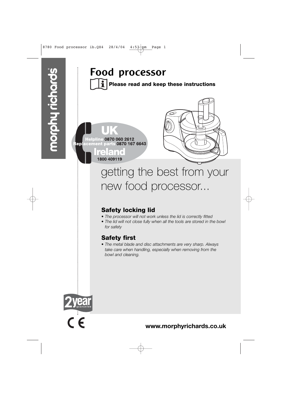 Morphy Richards 8780 User Manual | 12 pages