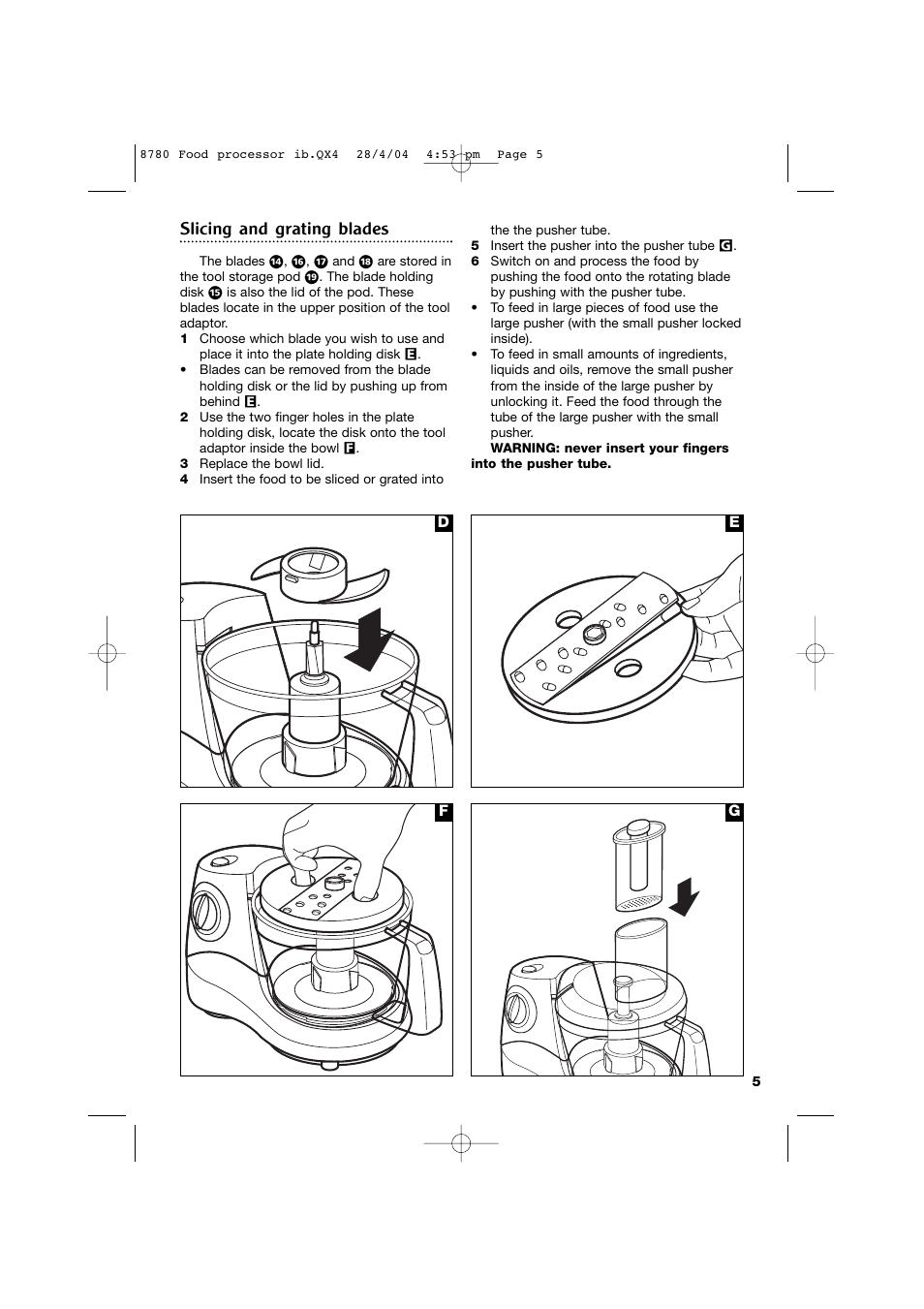Slicing and grating blades | Morphy Richards 8780 User Manual | Page 5 / 12
