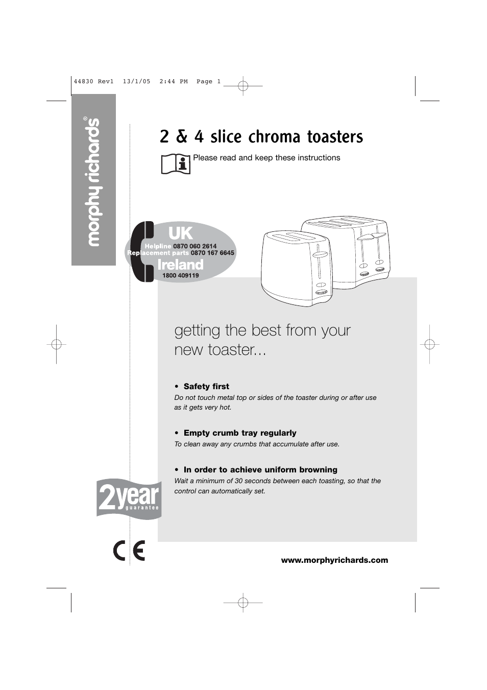 Morphy Richards 2 & 4 slice chroma toasters User Manual | 6 pages