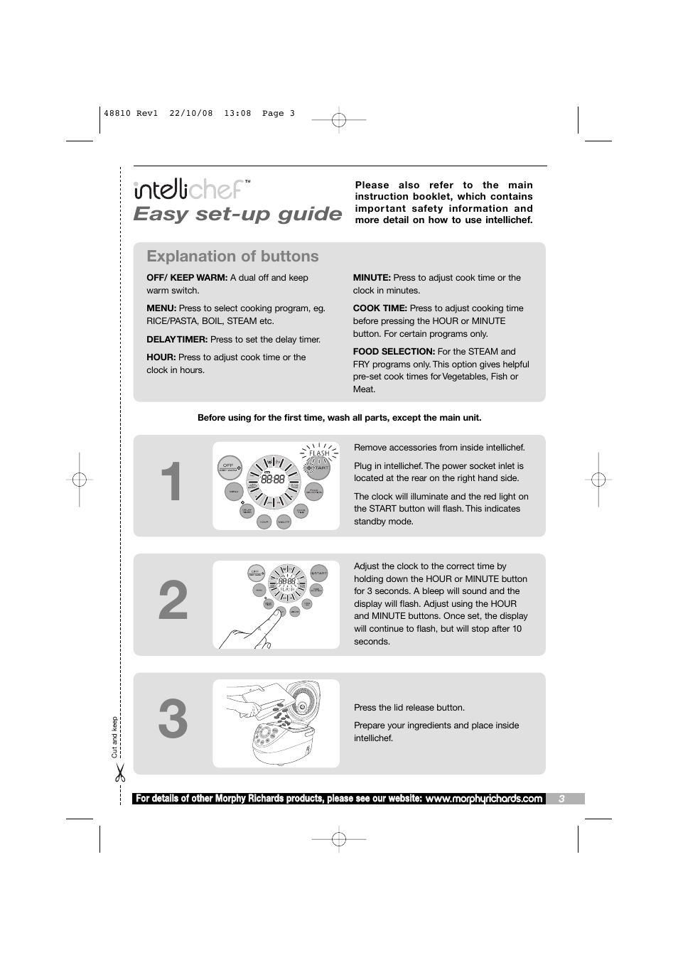 Easy set-up guide | Morphy Richards Intellichef User Manual | Page 3 / 16