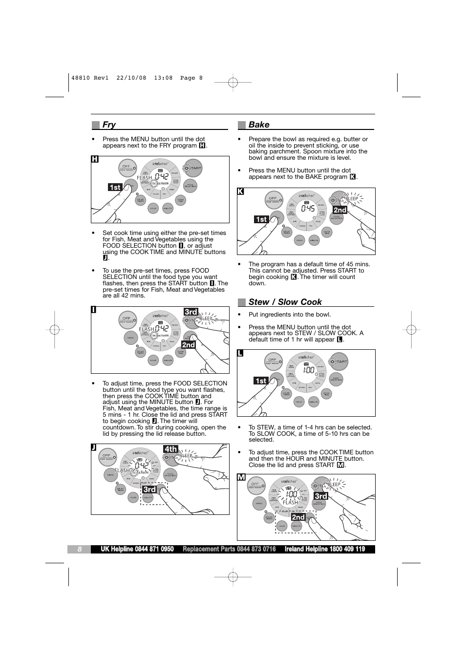 Bake, Stew / slow cook | Morphy Richards Intellichef User Manual | Page 8 / 16
