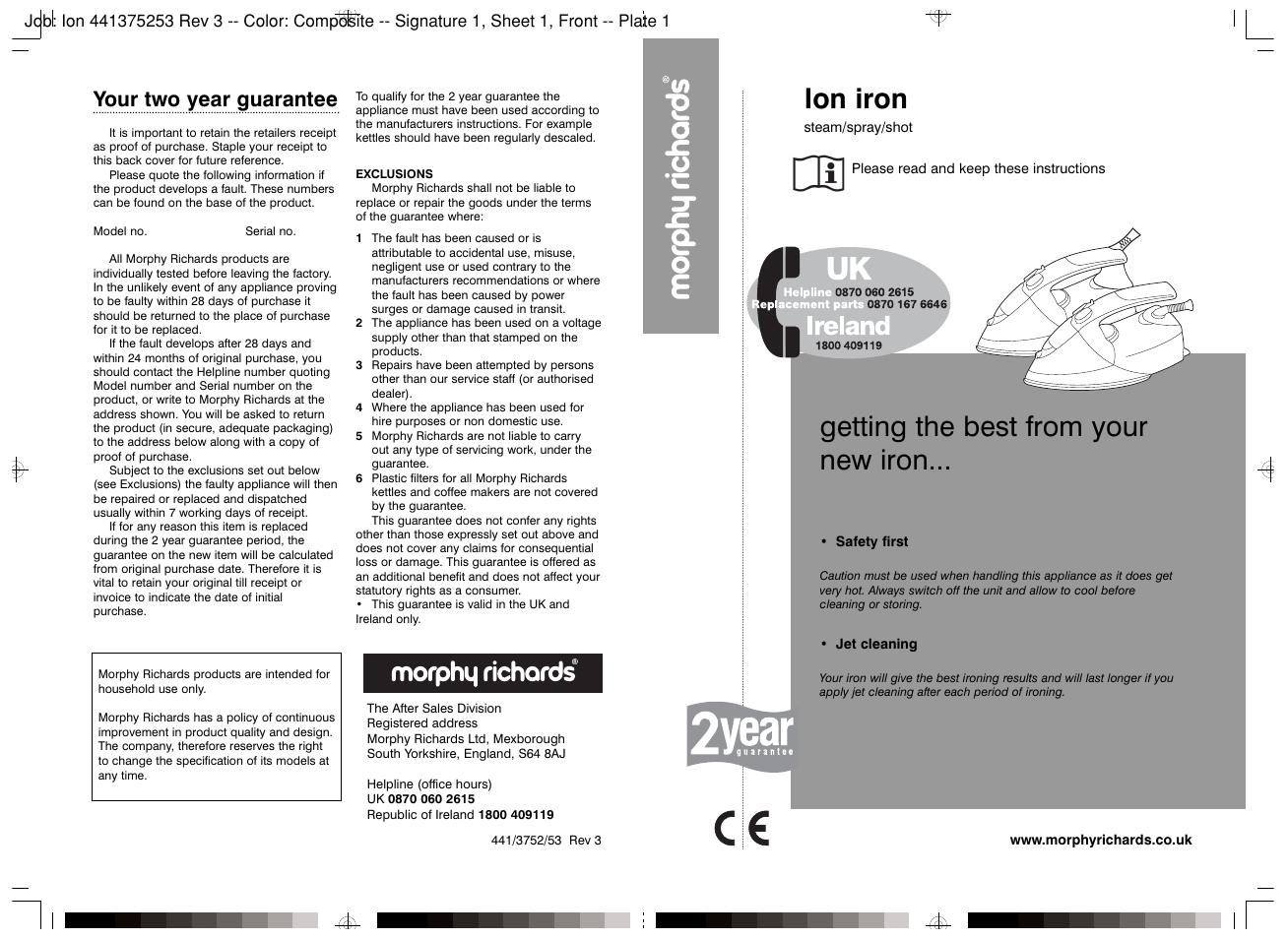 Morphy Richards NO MODEL NO NUMBER User Manual | 4 pages