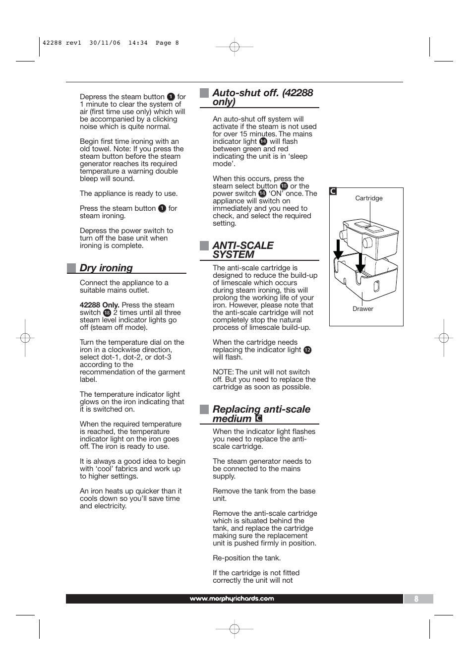 Dry ironing, Anti-scale system, Replacing anti-scale medium | Morphy Richards ELITE 42288 User Manual | Page 7 / 10