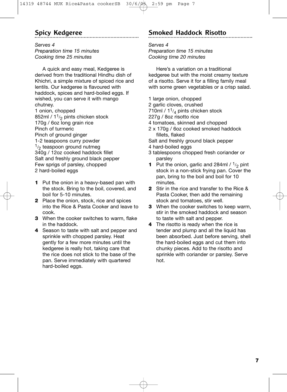 Spicy kedgeree, Smoked haddock risotto | Morphy Richards cooker User Manual | Page 7 / 12