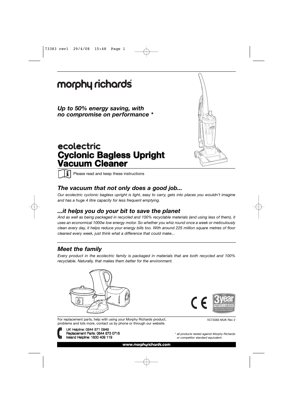 Morphy Richards 73383 User Manual | 8 pages