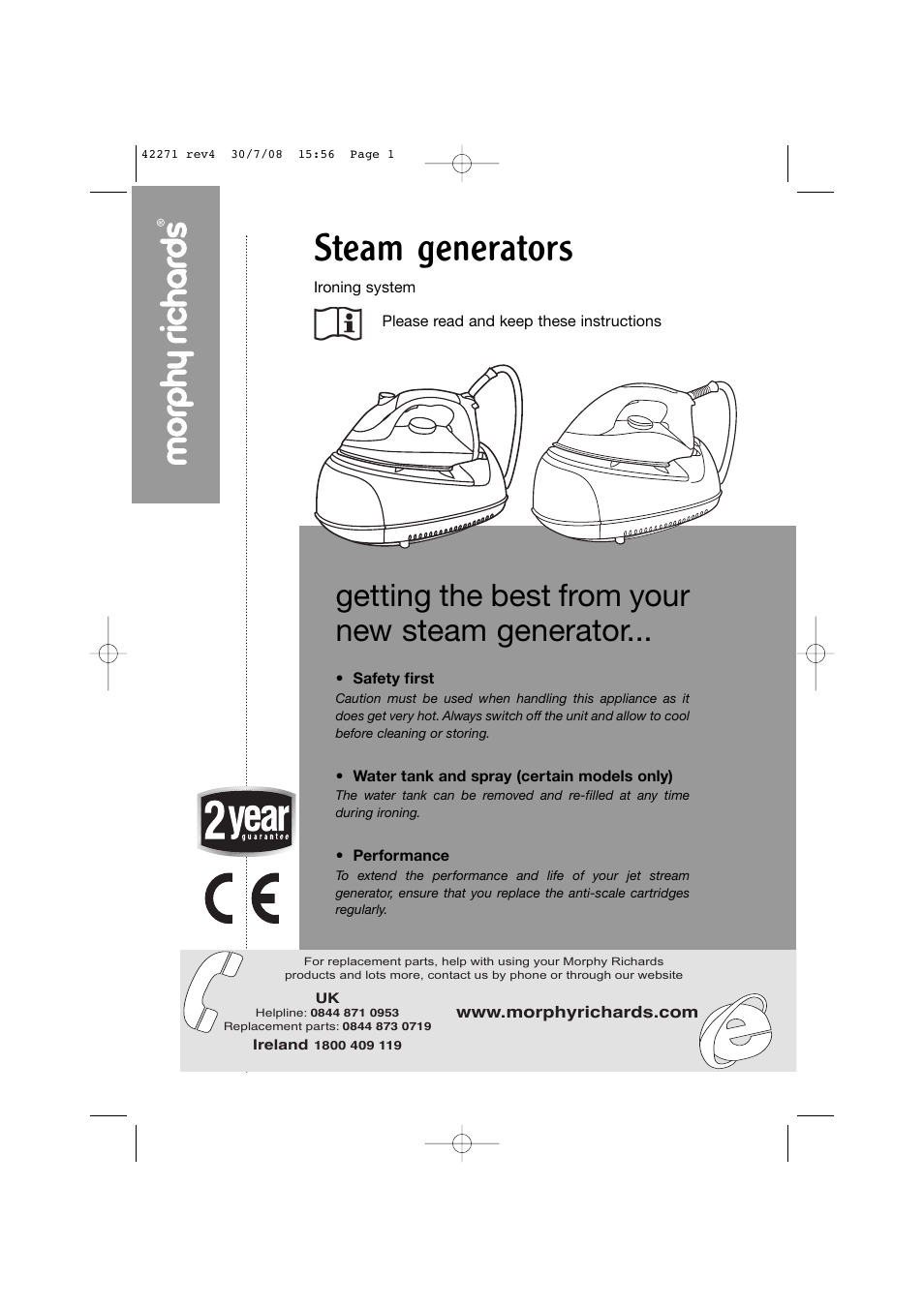 Morphy Richards Steam Generator User Manual | 8 pages