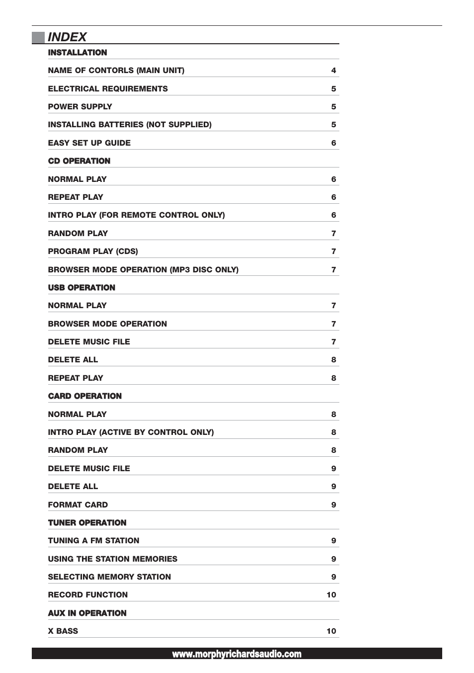 Index | Morphy Richards AD29405 User Manual | Page 2 / 16